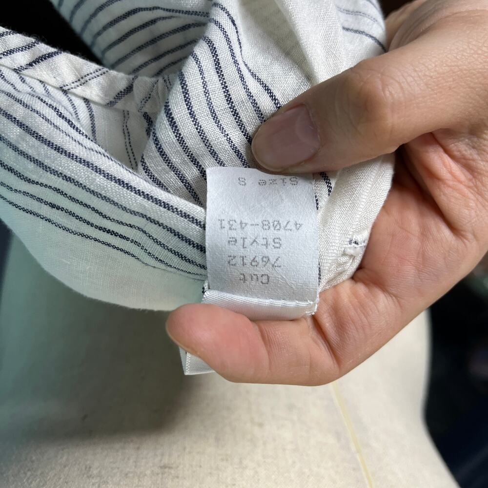 CP Shades Women's Dress Sz Small Gray Mini Stripe Lagenlook Linen Made in USA - Picture 7 of 8